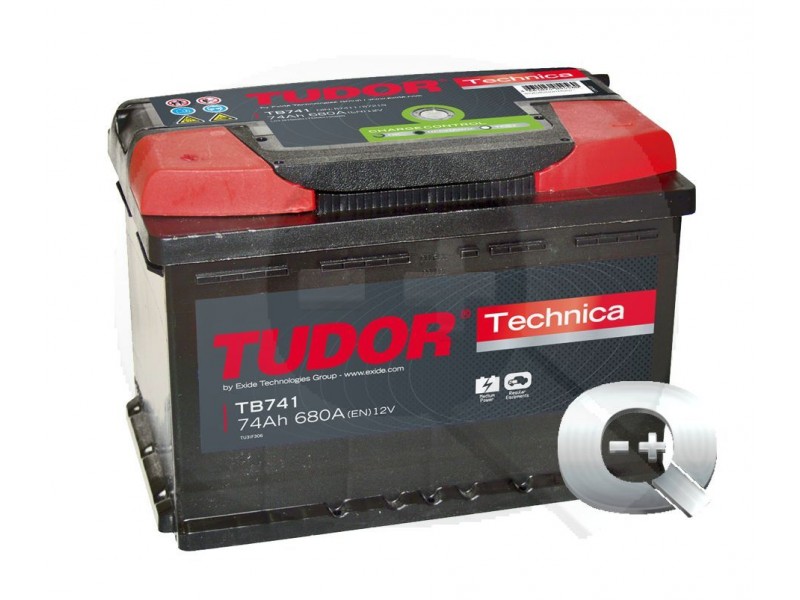 Tudor TB741. Autobatterie Tudor 74Ah 12V